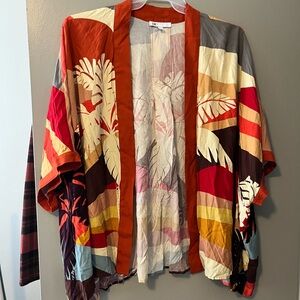 DR2 Vibrant Orange and Soft Cream Kimono